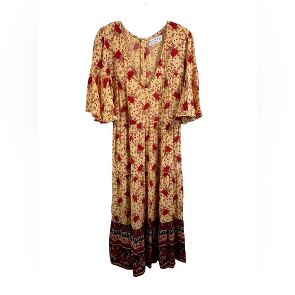 Faithful The Brand x Anthropologie Dress Melia Midi Boho Floral Print - Picture 2 of 7
